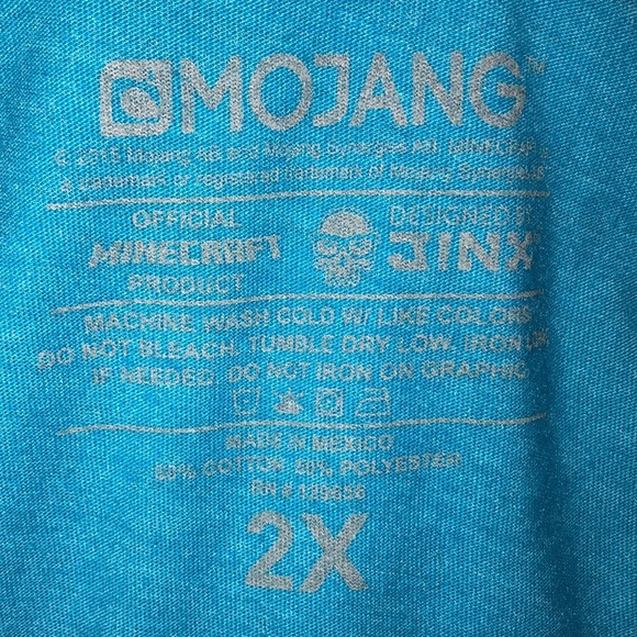 Mojang 2X Minecraft turquoise graphic T-shirt - Picture 4 of 5